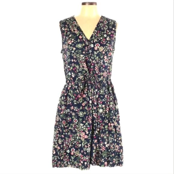 EC GAP FLORAL BUTTON UP TIE AT THE WAIST DRESS W/ POCKETS SZ.S - Picture 1 of 4